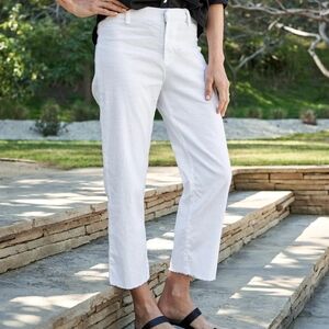 Frank & Eileen Kinsale Performance Pant in White Cotton Sz 12 EUC Frayed Hem